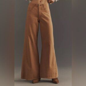 NWT Size 32 - The Adi Cotton Mid-Rise Frayed Relaxed Flare Pants by Pilcro